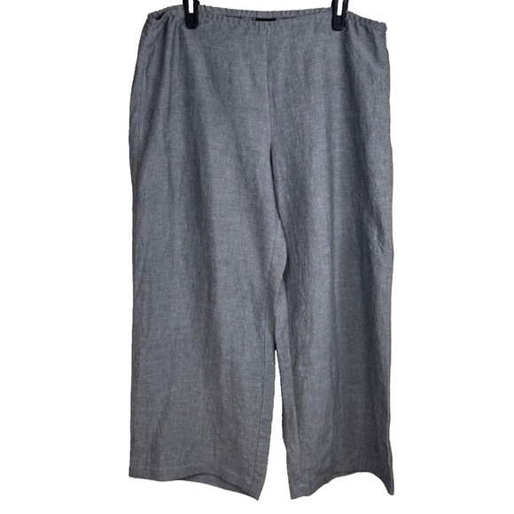 Eileen Fisher Pants - Eileen Fisher Linen Wide Leg Crop Pant L Italian Minimalist System Charcoal Grey